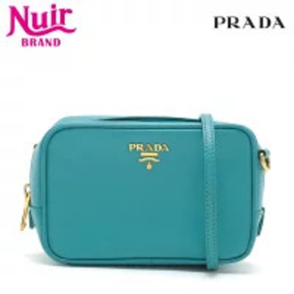 Prada Saffiano Leather Shoulder Bag Blue